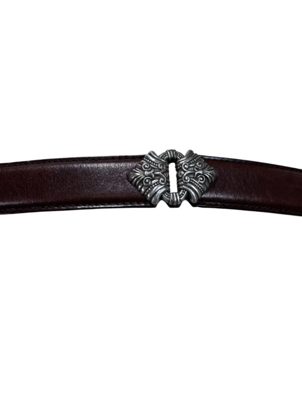 Vintage Fossil Leather Belt Western Silver Brown Preppy